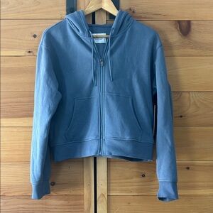 Athleta Forever Fleece Blue Full Zip Sweatshirt Crop Length With Tag